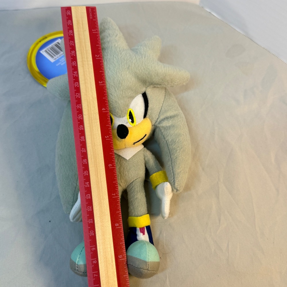 Sonic the Hedgehog Silver the Hedgehog Plush Clip On Coin Purse 9.5 inch NWT - Picture 7 of 8